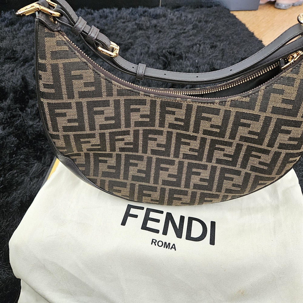 Fendi Jaqcuard Fendigraphy Brown and Black Shoulder Bag- ITEM SOLD